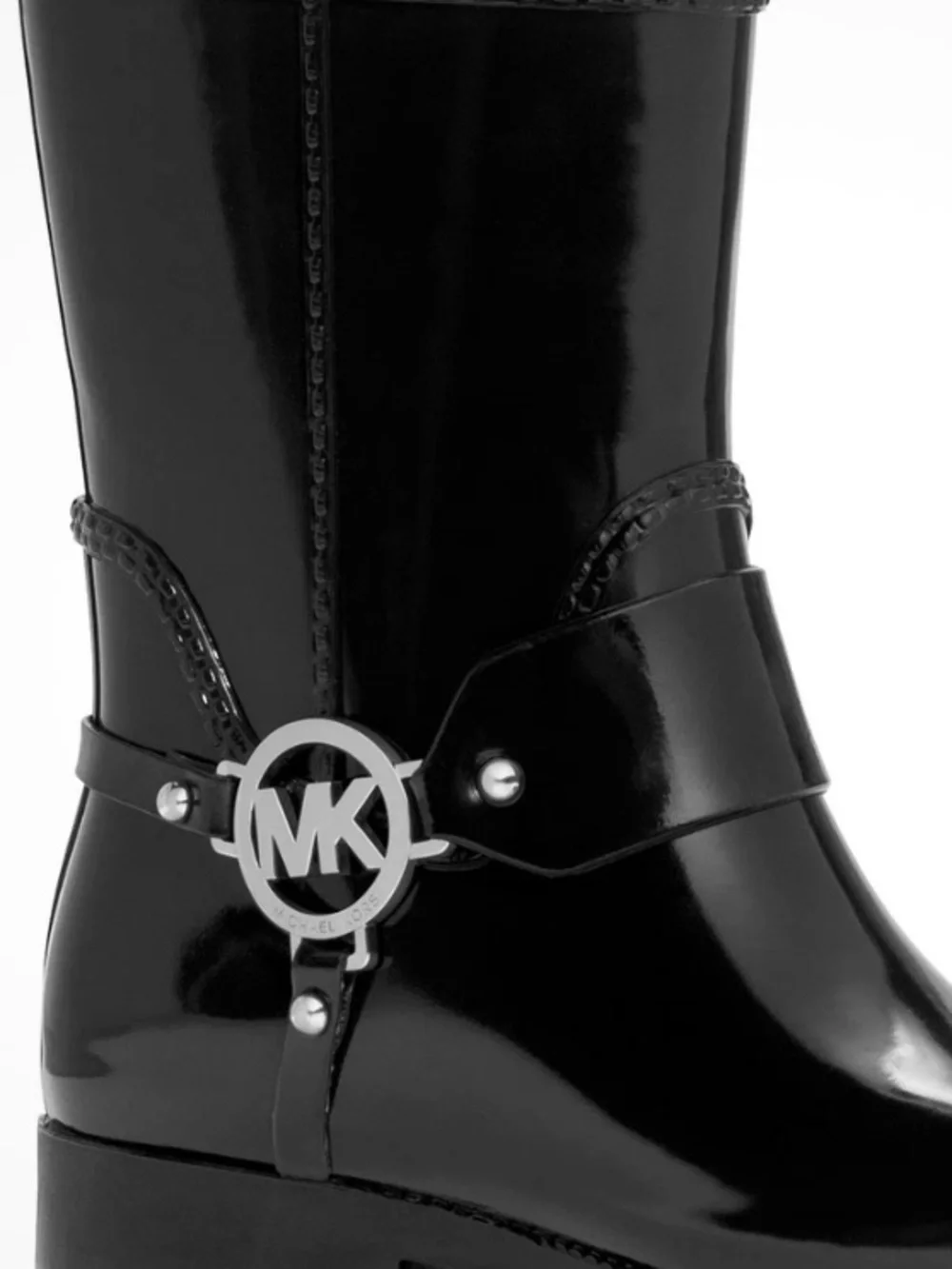 Michael Kors Black Patent Fulton MK Harness Boot  Size 8